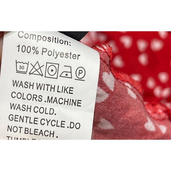 Shein 2 Piece Short Set Bikini Top Shorts All Over Hearts Red M Medium - Picture 6 of 7